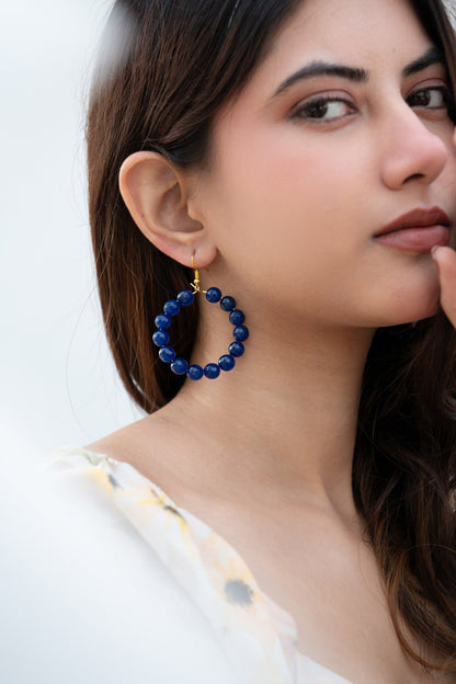 Onyx Stone Hoop Earrings 