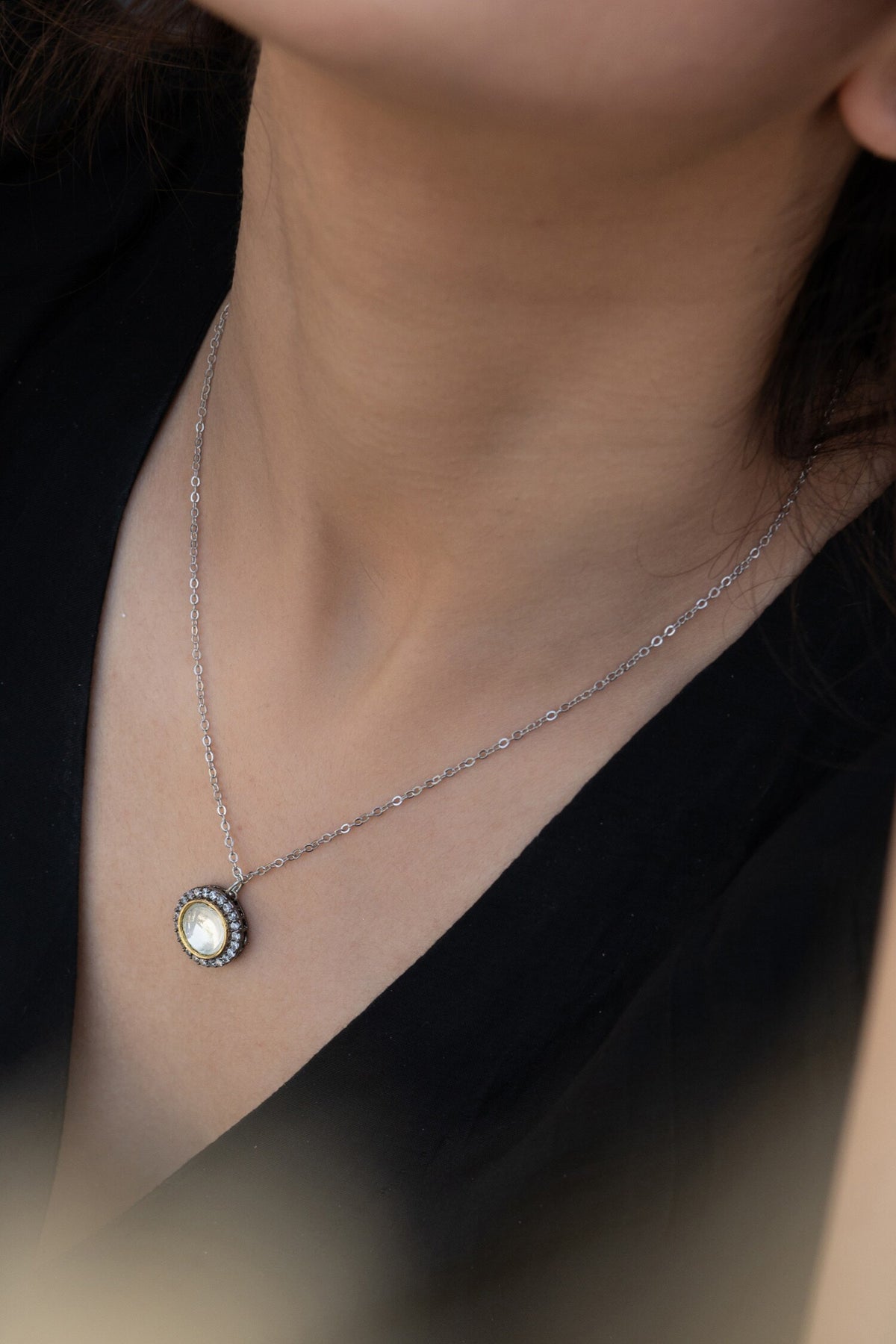 Polki Encrusted Pendant Necklace 