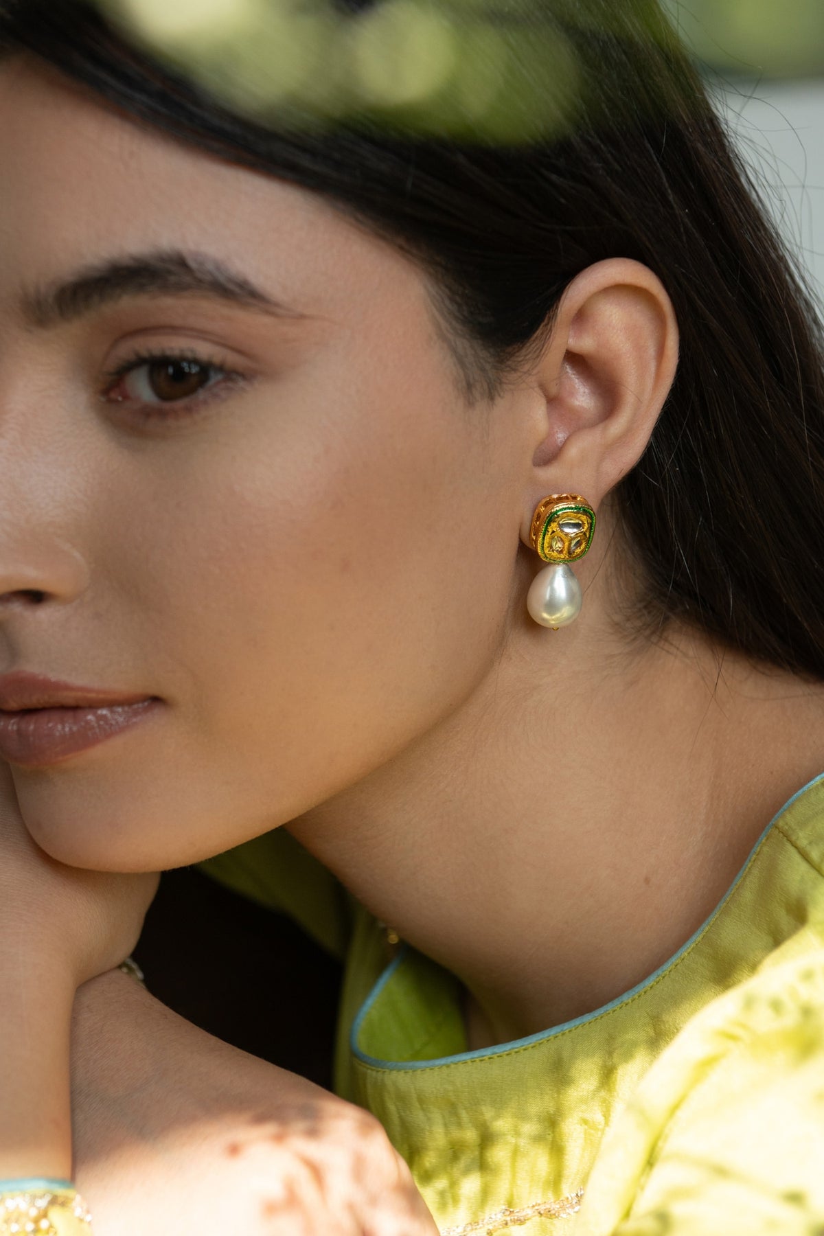 Kundan & Pearl Drop Earrings 