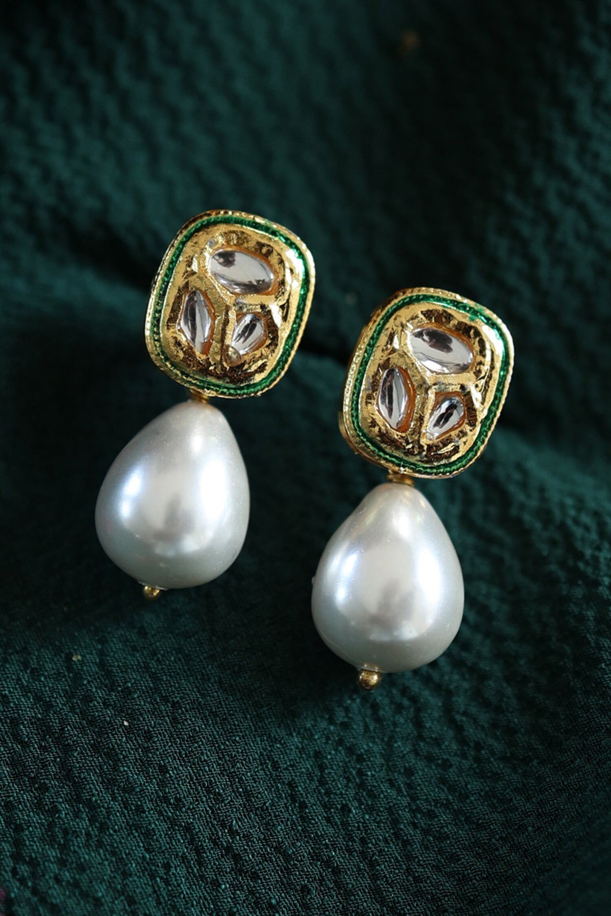 Kundan & Pearl Drop Earrings 