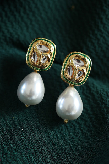 Kundan & Pearl Drop Earrings 