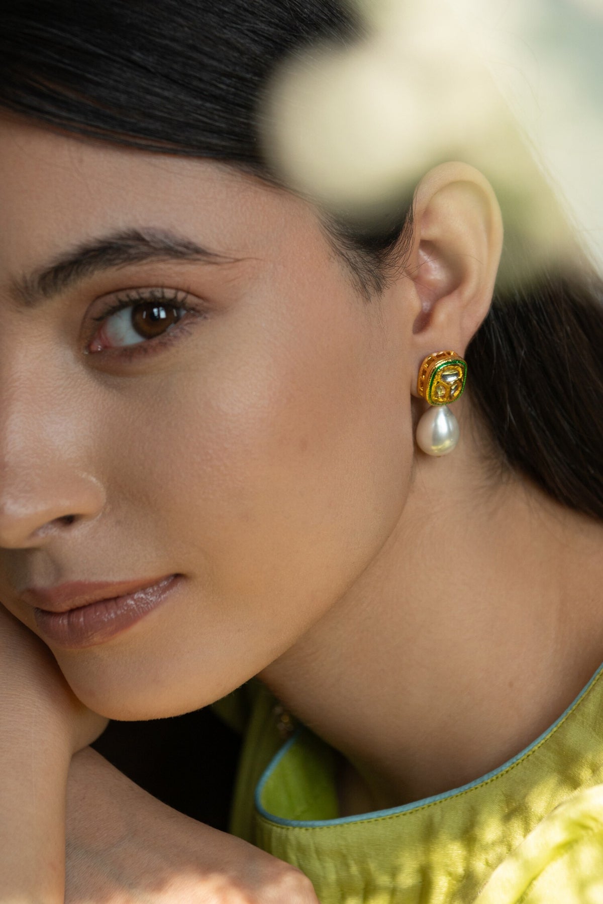 Kundan & Pearl Drop Earrings 