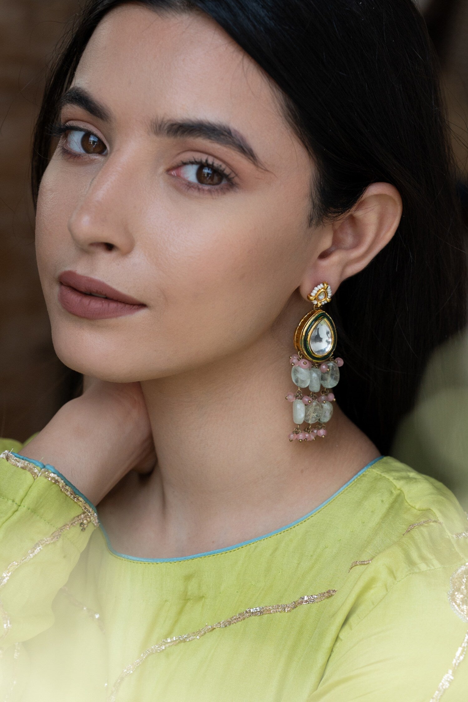 Kundan & Onyx Stone Earrings 