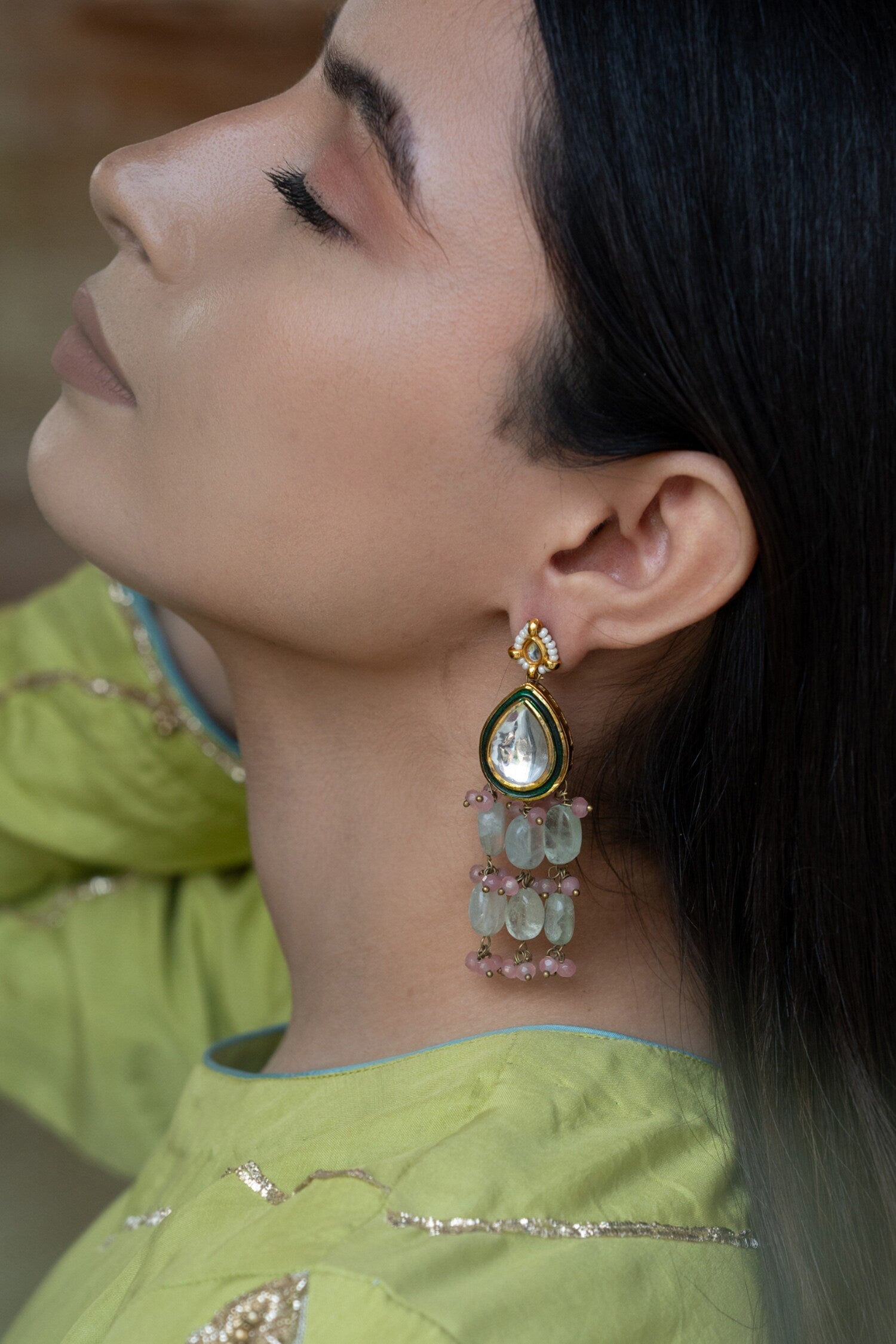 Kundan & Onyx Stone Earrings 