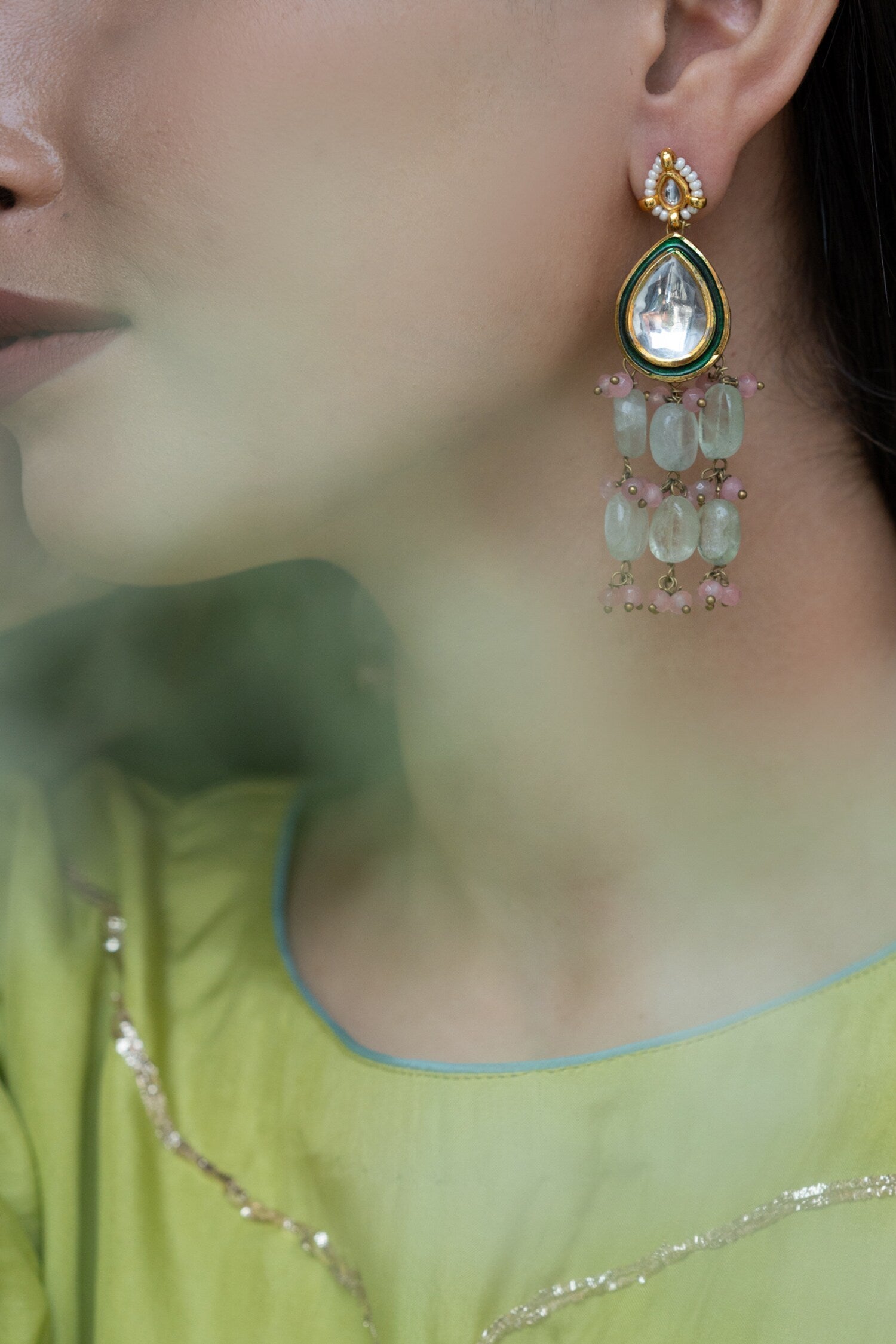Kundan & Onyx Stone Earrings 