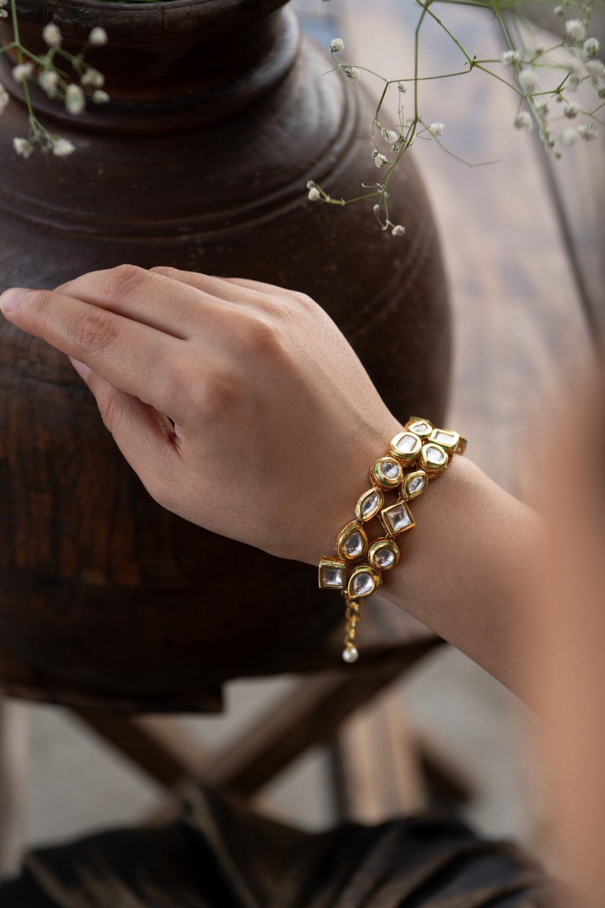 Geometrical Kundan Bracelet 
