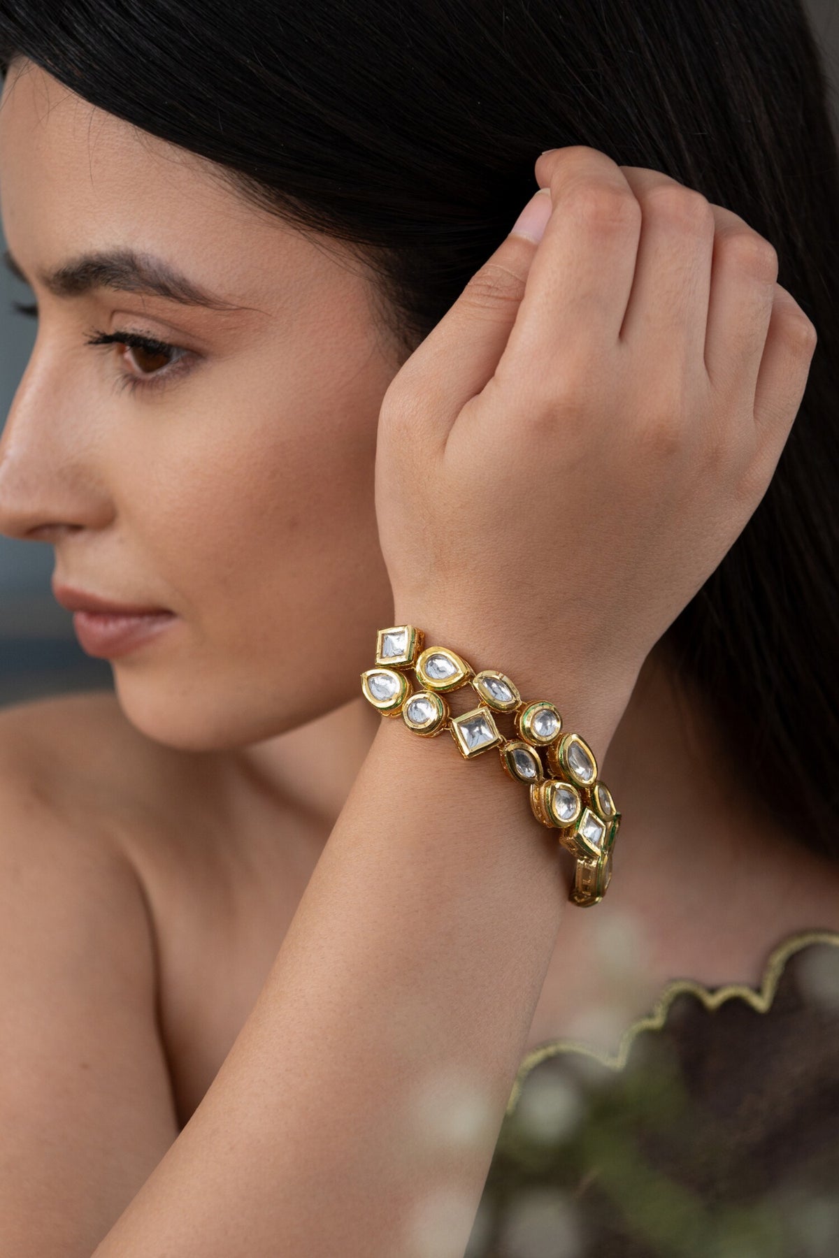 Geometrical Kundan Bracelet 