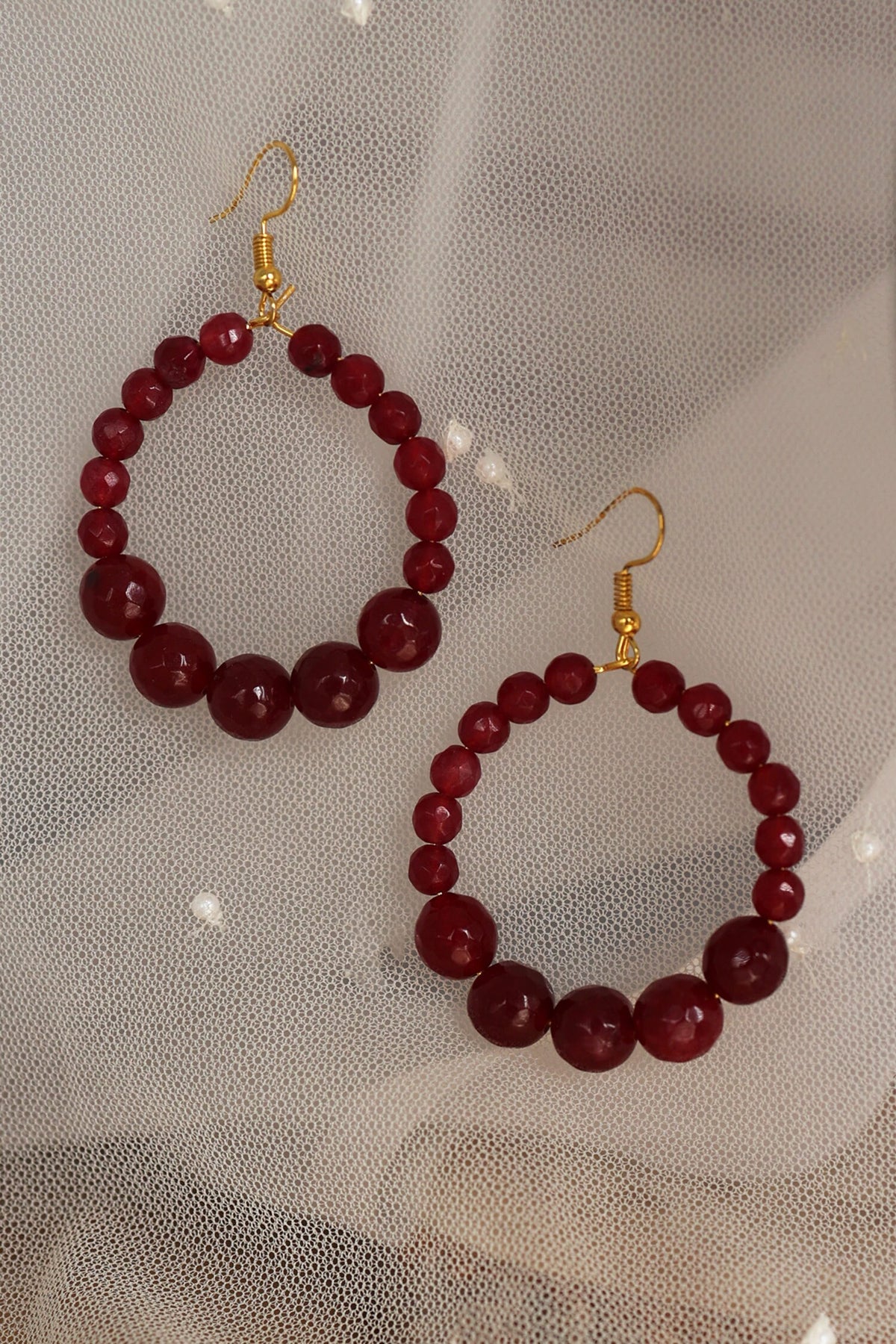 Onyx Stone Hoop Earrings 