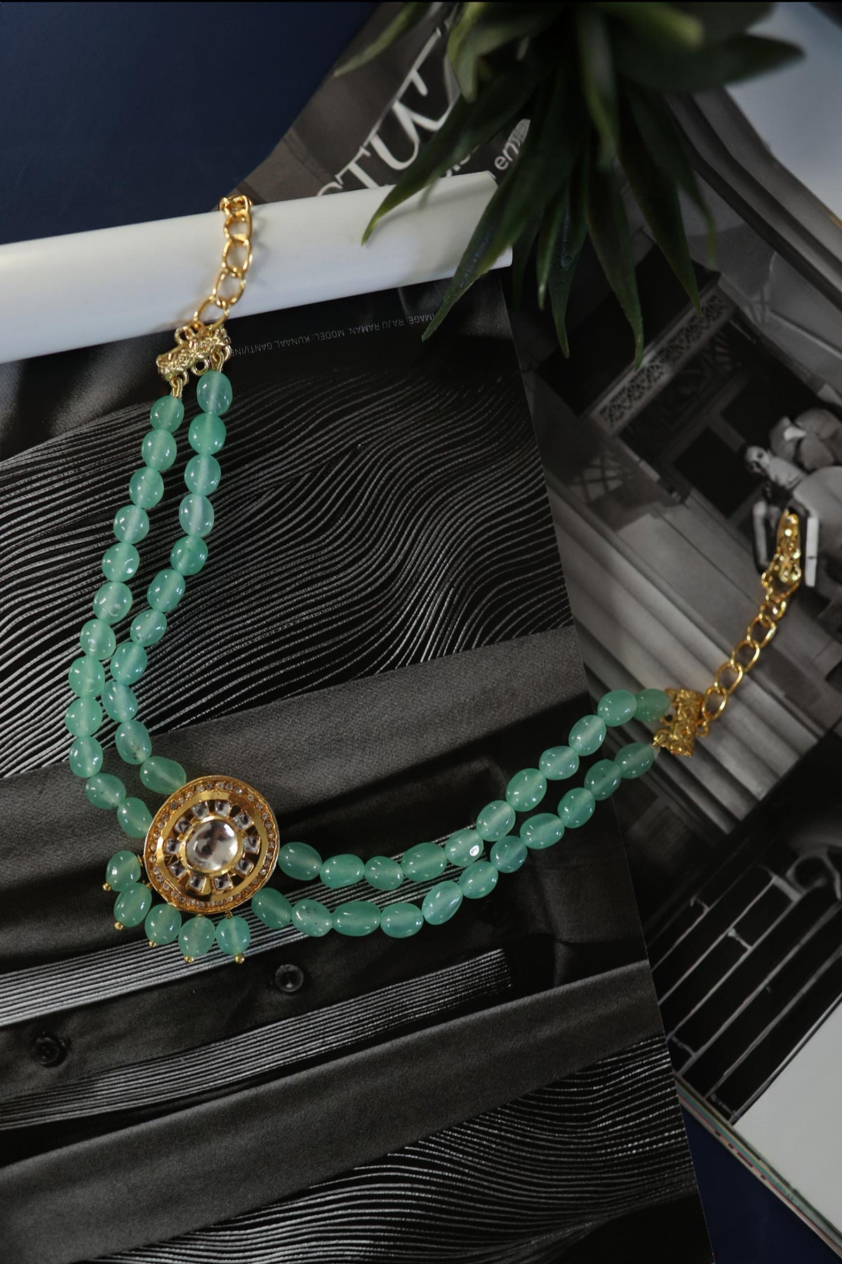 Natural Stones Embellished Choker Necklace 