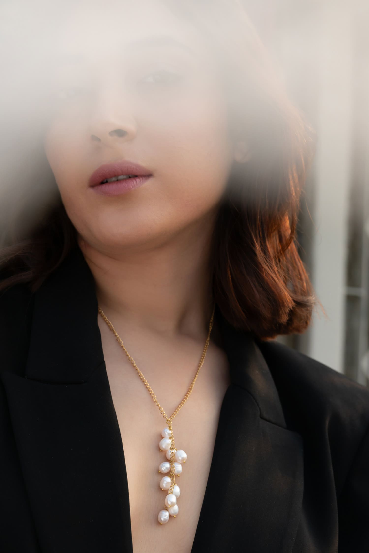 Shell Pearls Embellished Long Necklace 