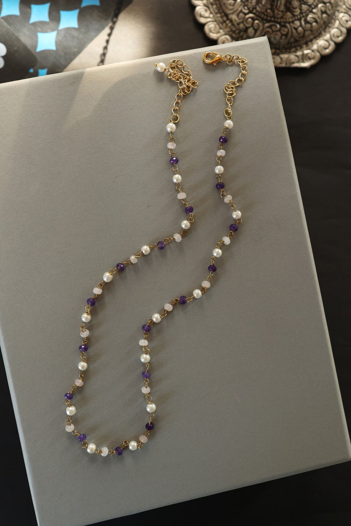 Natural Stones & Onyx Embellished Necklace 