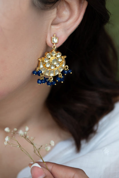 Crescent Kundan Embellished Earrings 