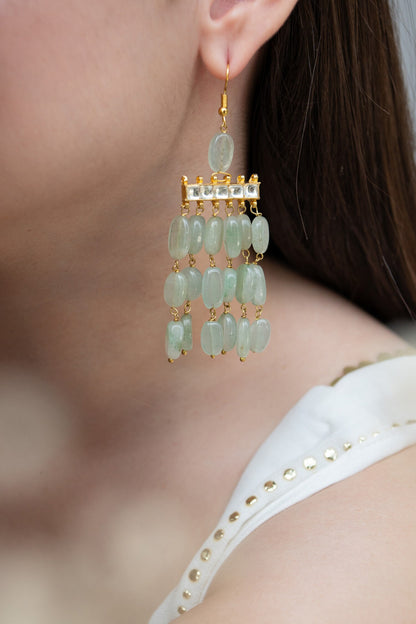 Sleek Natural Stone Swing Earrings 