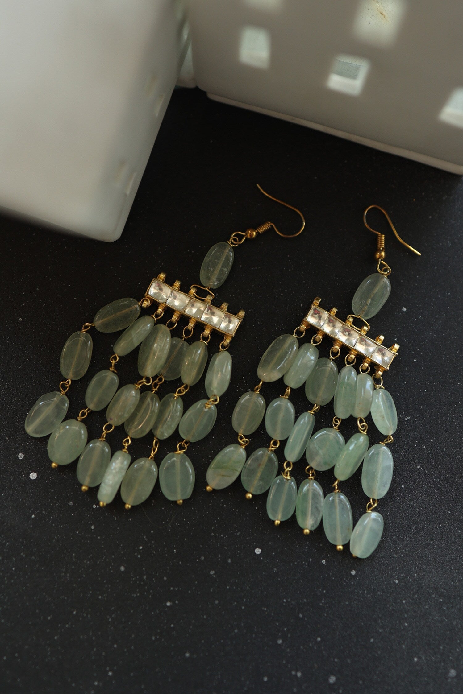 Sleek Natural Stone Swing Earrings 