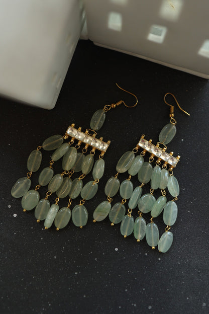 Sleek Natural Stone Swing Earrings 
