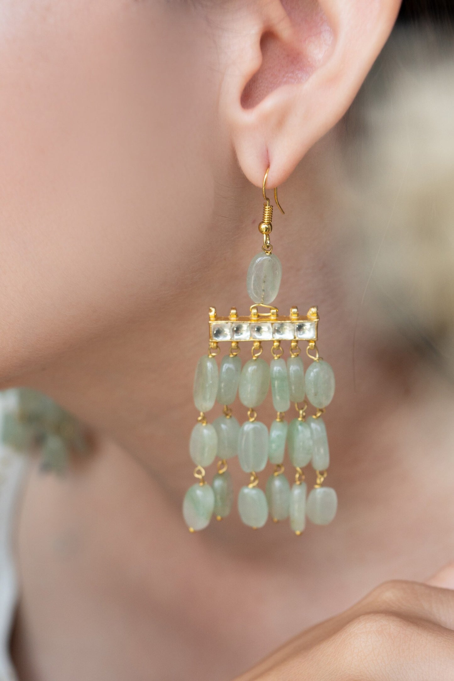 Sleek Natural Stone Swing Earrings 