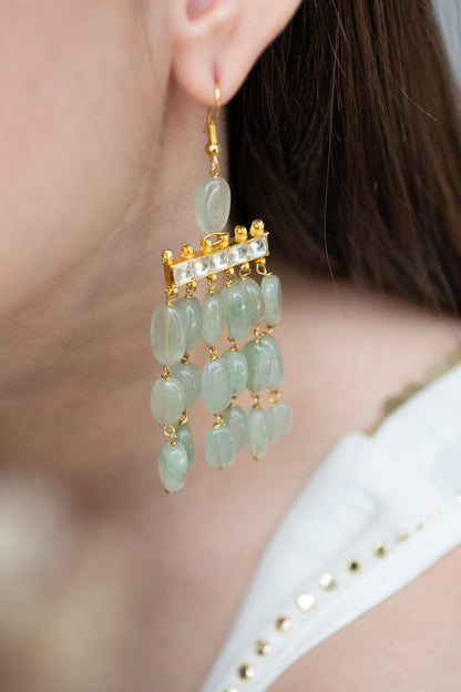 Sleek Natural Stone Swing Earrings 