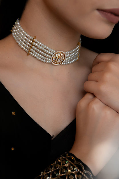 Serene Kundan Fleur Pearl Choker 