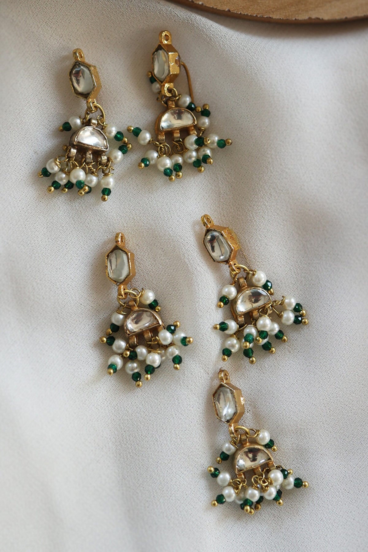 Hexa Shaped Kundan Braid Pins - Set Of 5 