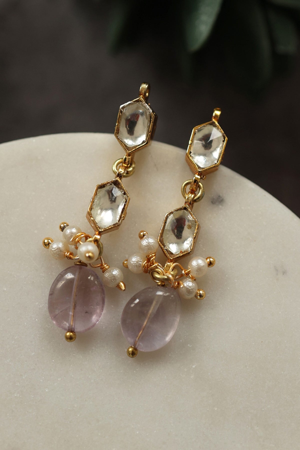 Lunica Kundan Embellished Drop Earrings 