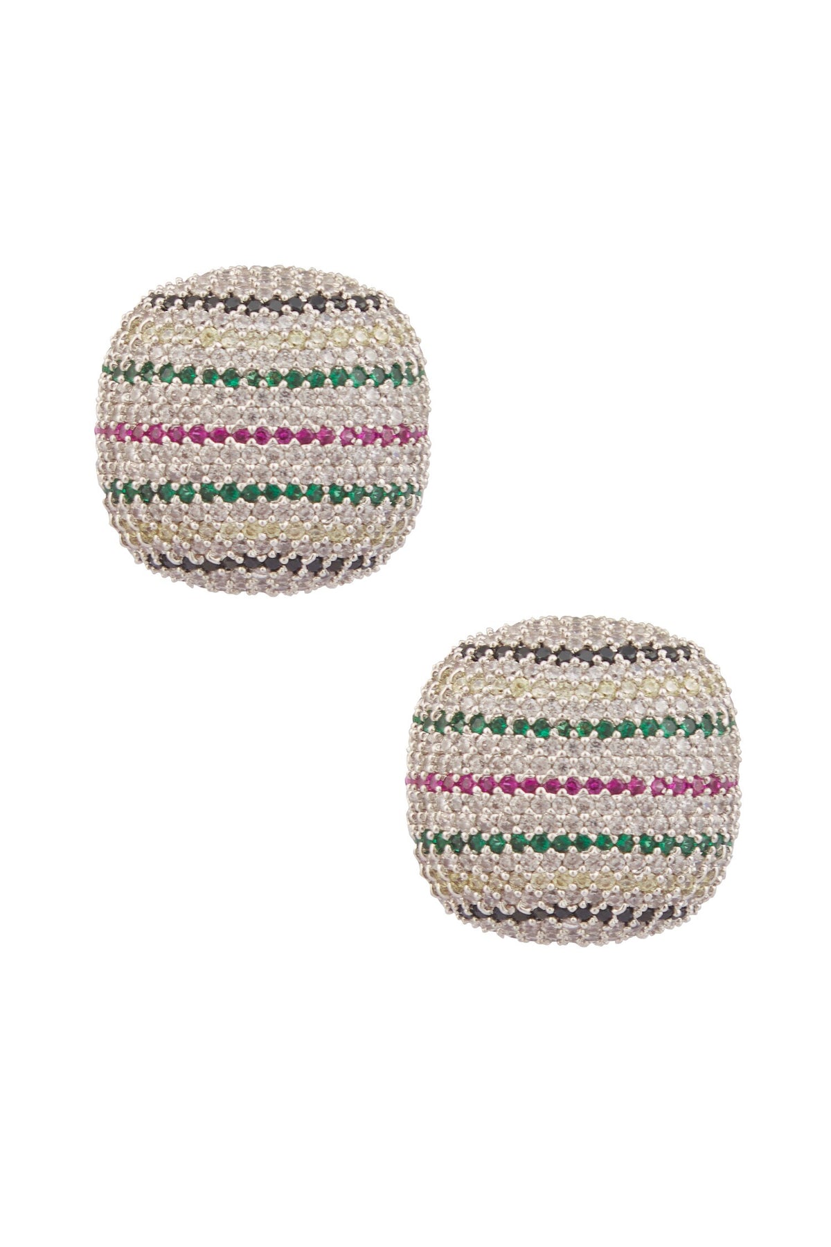 Zircon Embellished Round Stud Earrings 