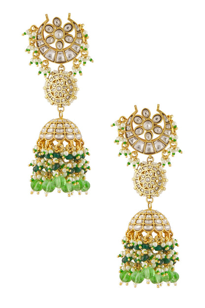 Kundan Studded Half Moon Jhoomar Jhumkas 