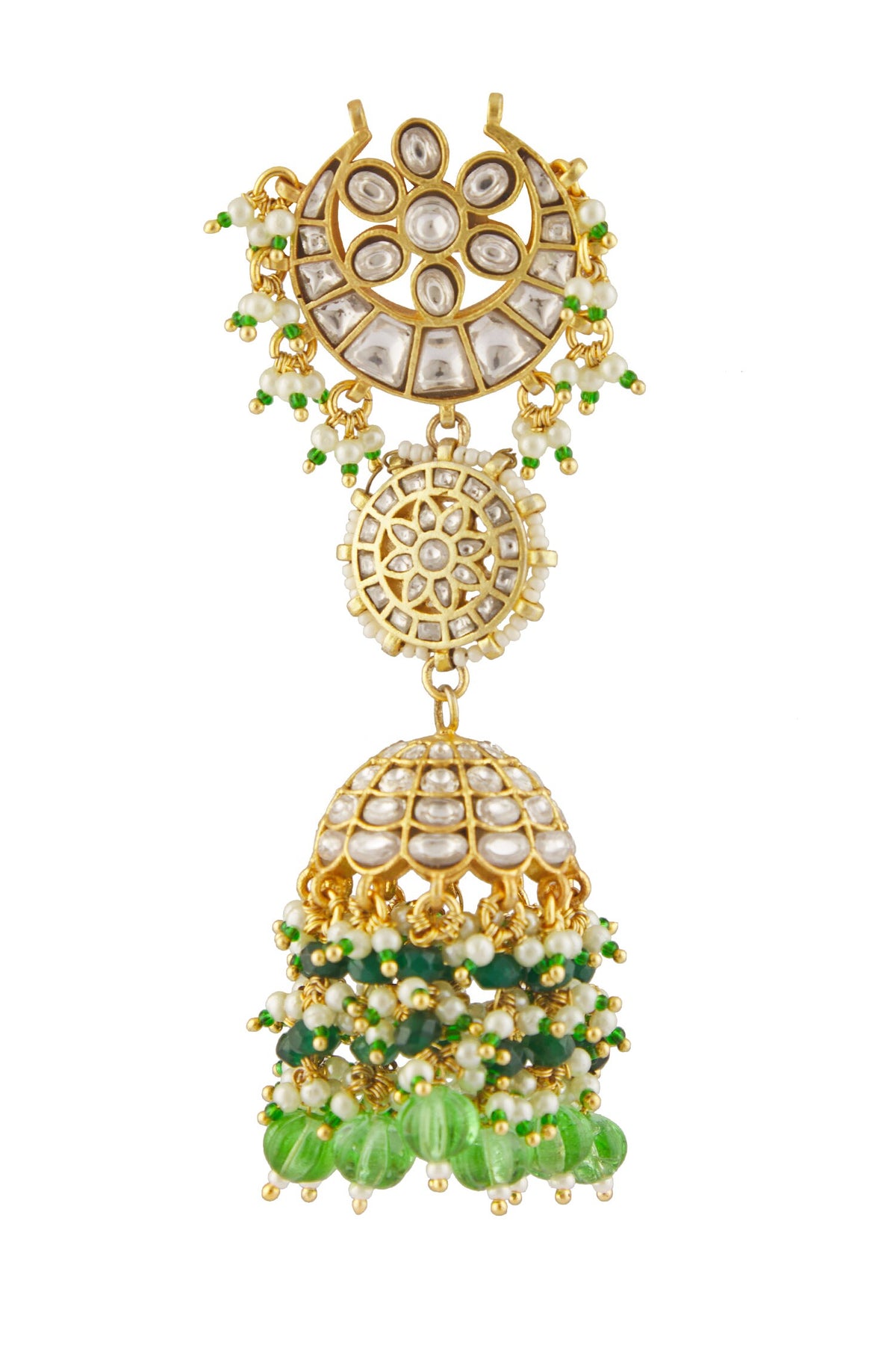 Kundan Studded Half Moon Jhoomar Jhumkas 