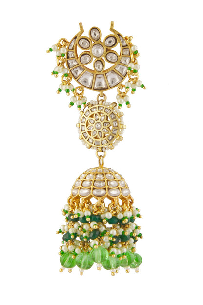 Kundan Studded Half Moon Jhoomar Jhumkas 