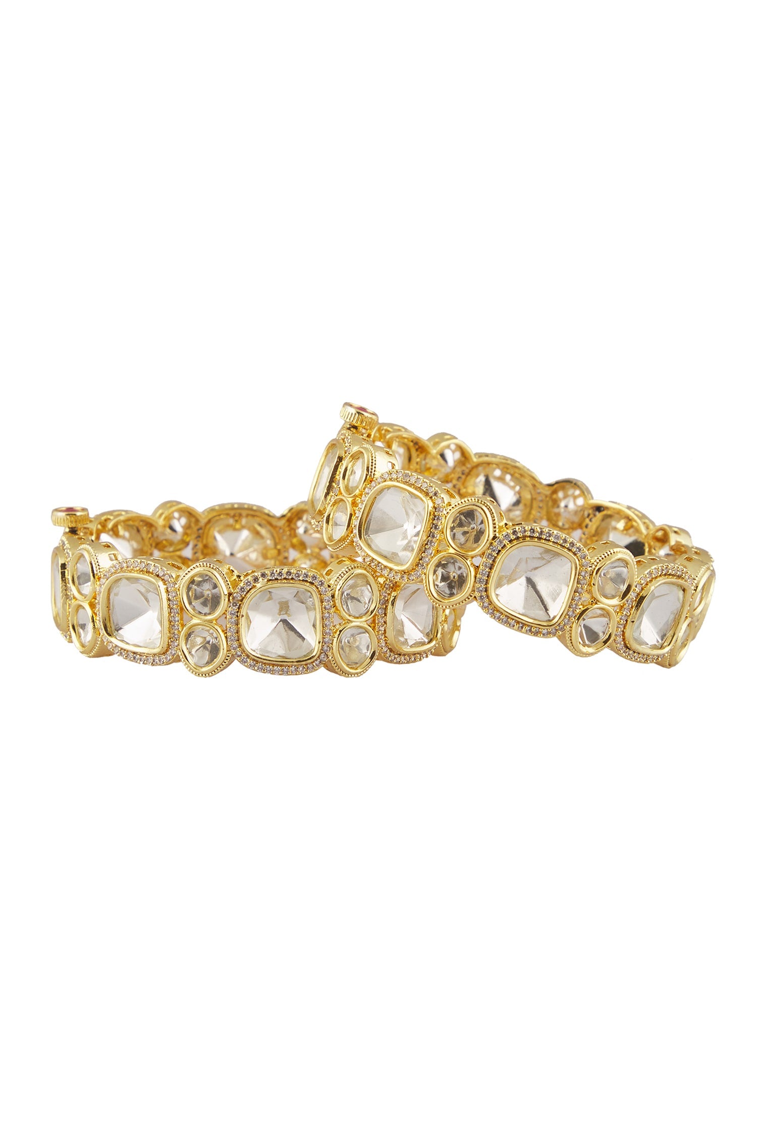 Polki Stone Embellished Bangles- Set of 2 