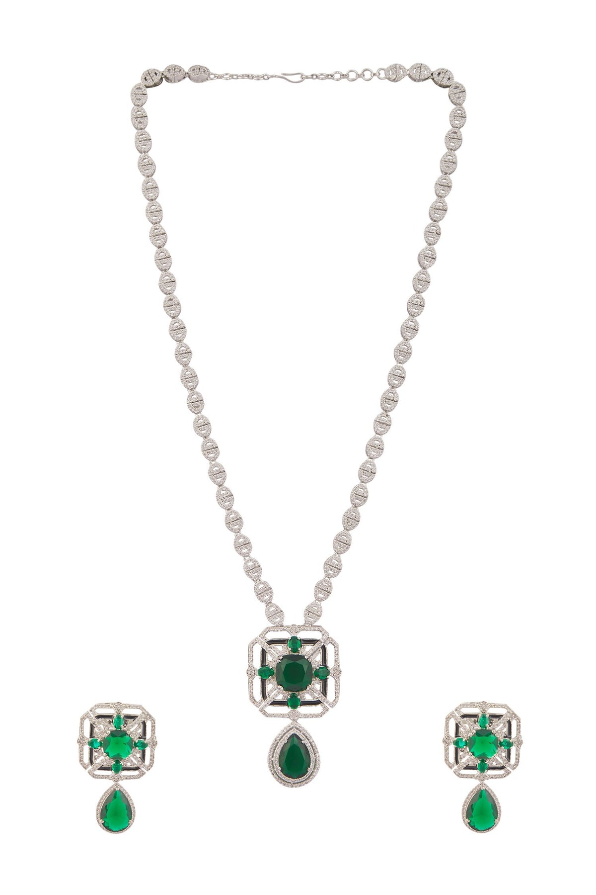 Zircon Embellished Pendant Necklace Set 