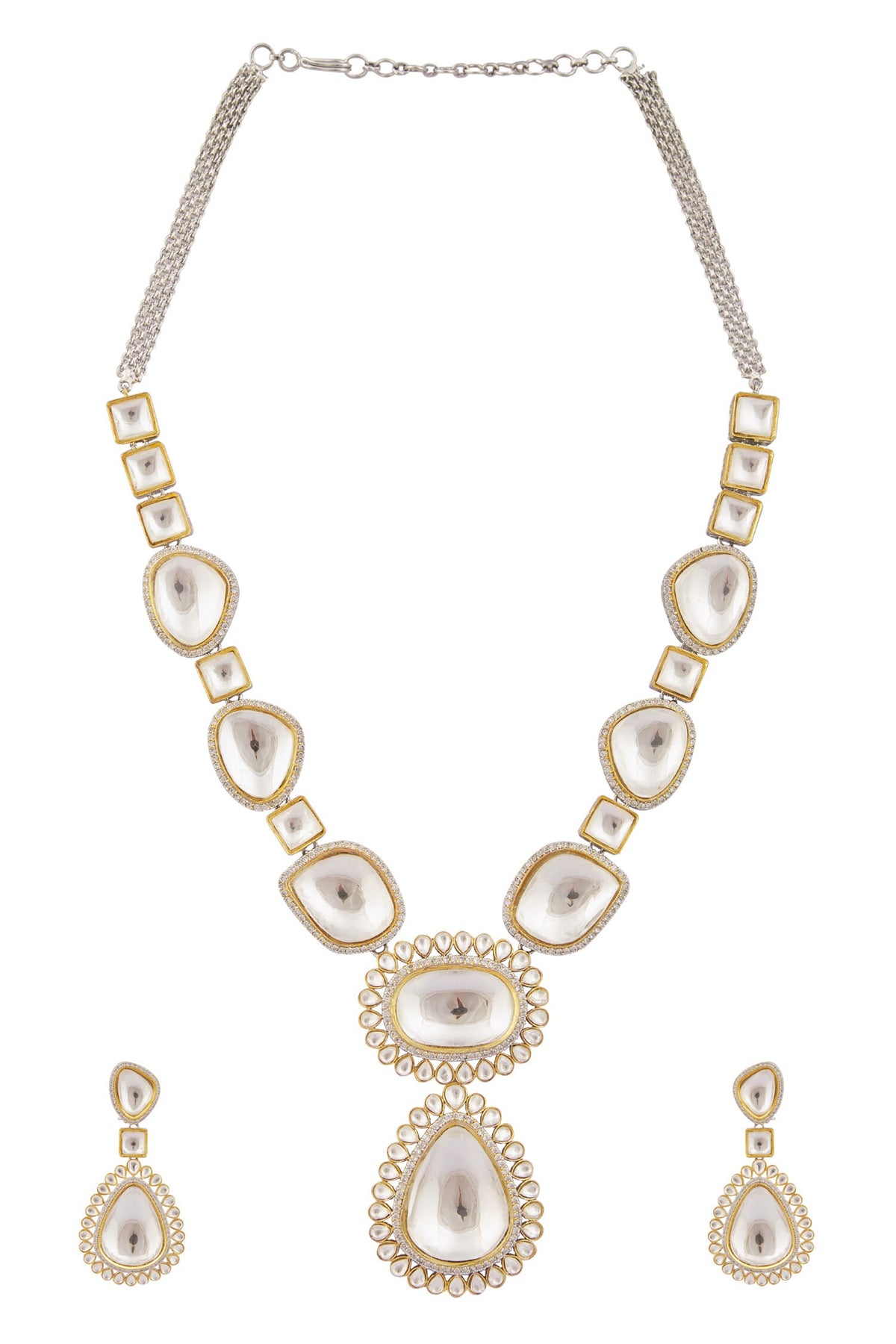 Polki Kundan Embellished Necklace Set 
