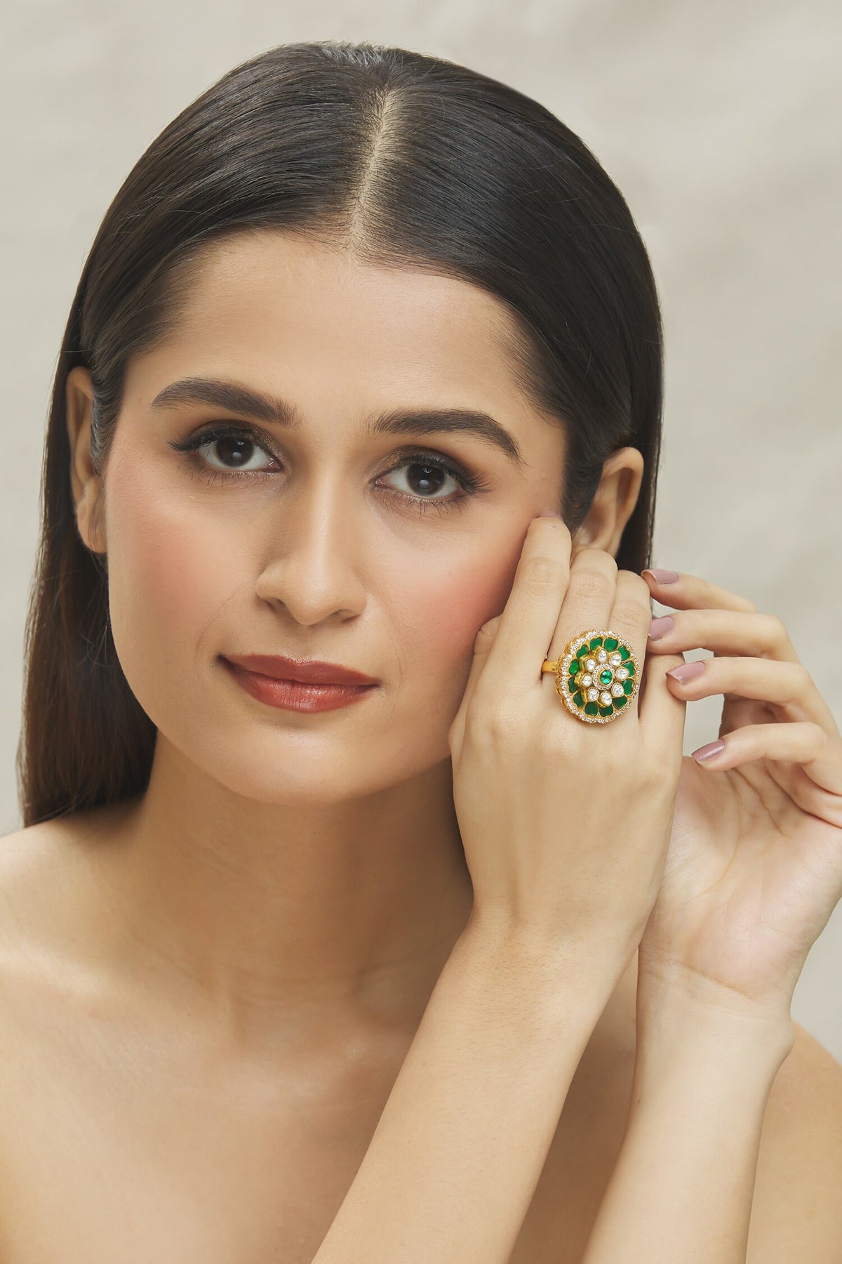 Kundan Polki Embellished Ring 