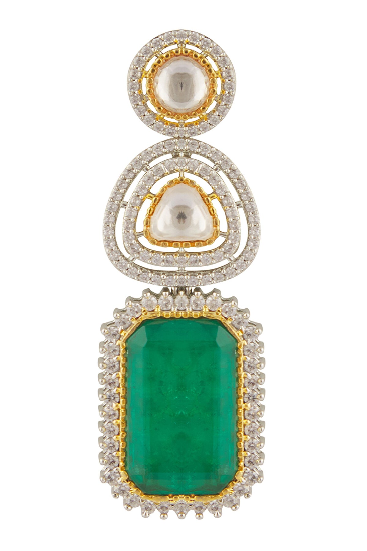 Zircon Studded Geometric Dangler Earrings 