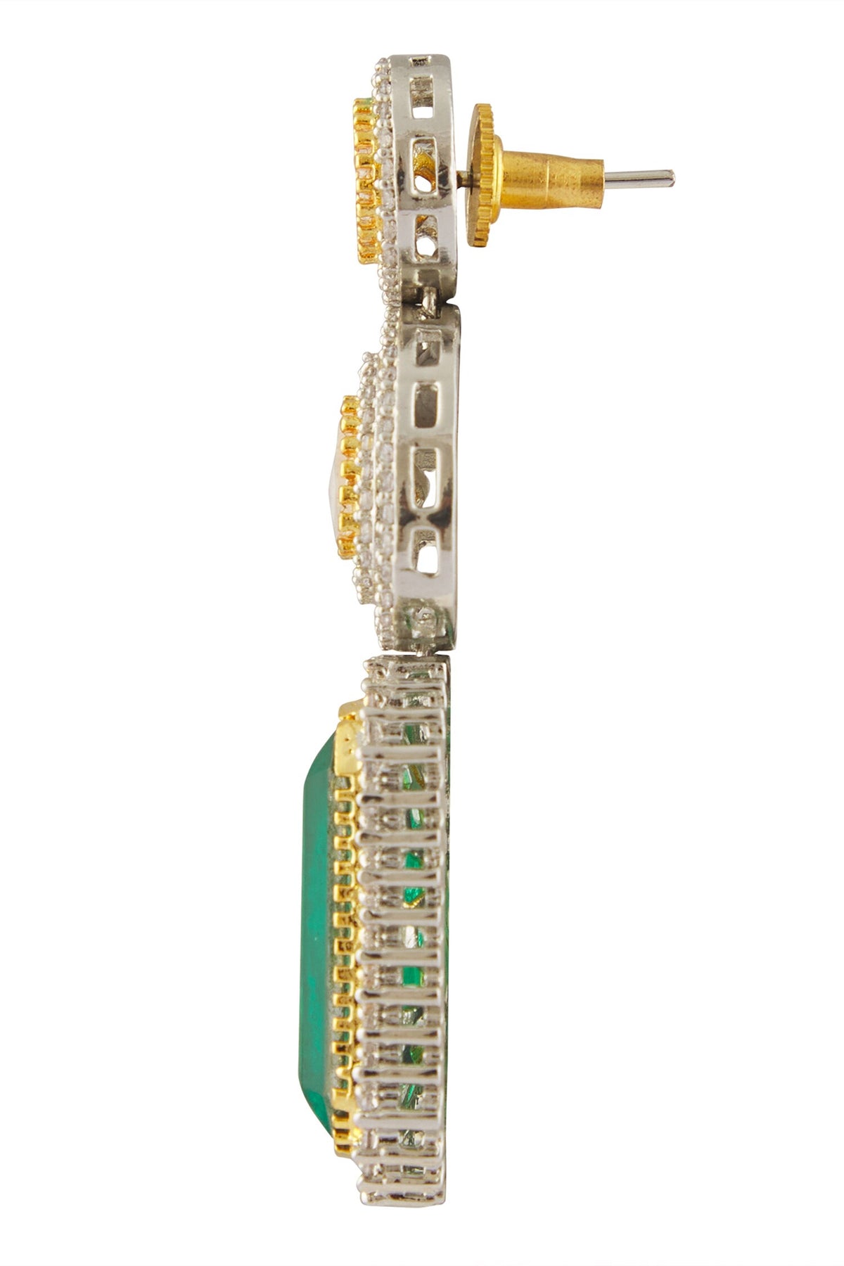 Zircon Studded Geometric Dangler Earrings 