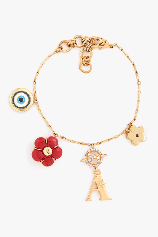 Bisou Love Embellished Initial Link Bracelet 