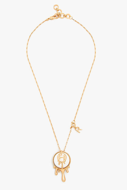 Drip OH Embellished Initial Pendant Necklace 
