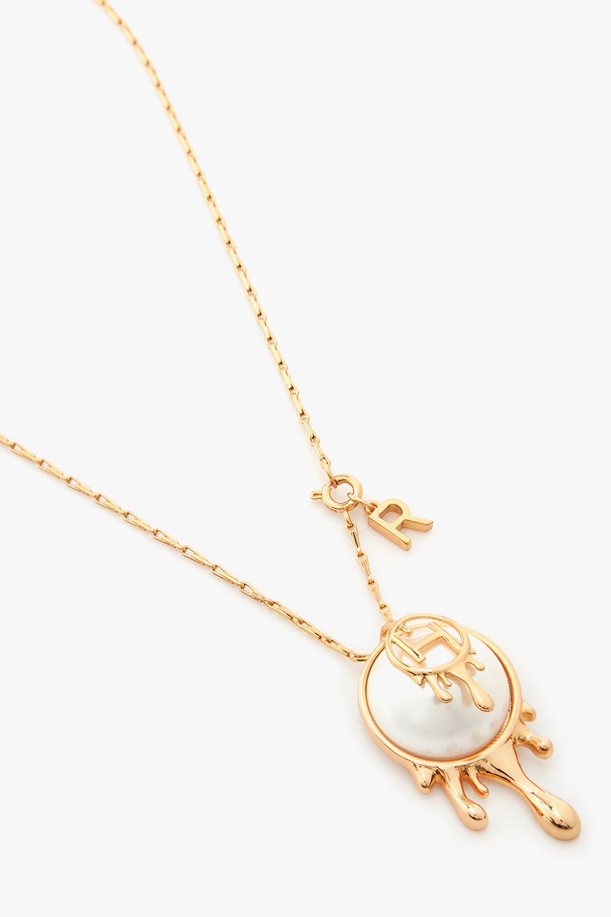 Drip OH Embellished Initial Pendant Necklace 
