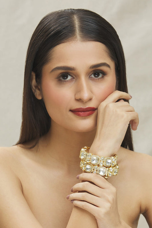 Polki Stone Embellished Bangles- Set of 2 