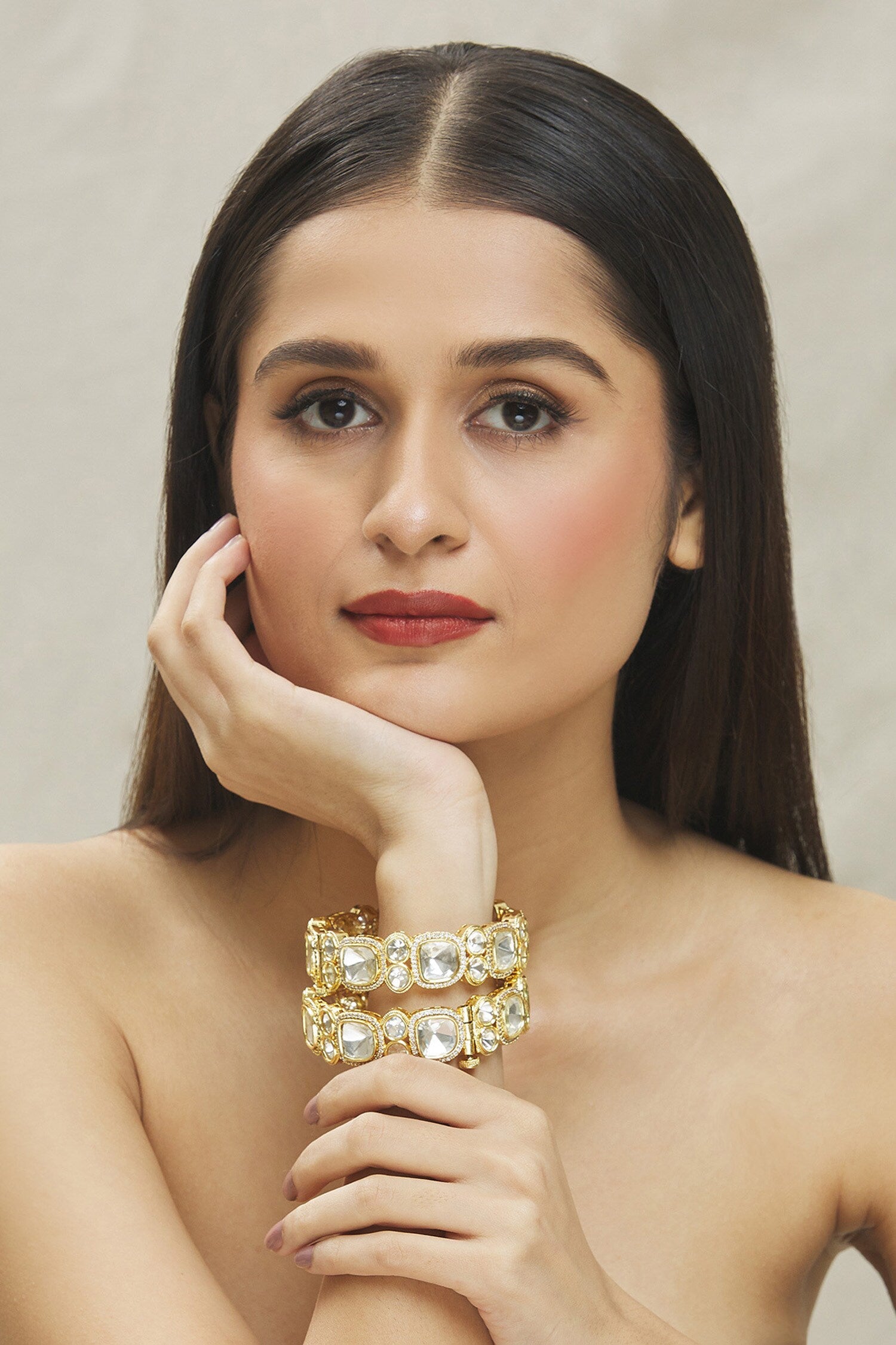 Polki Stone Embellished Bangles- Set of 2 