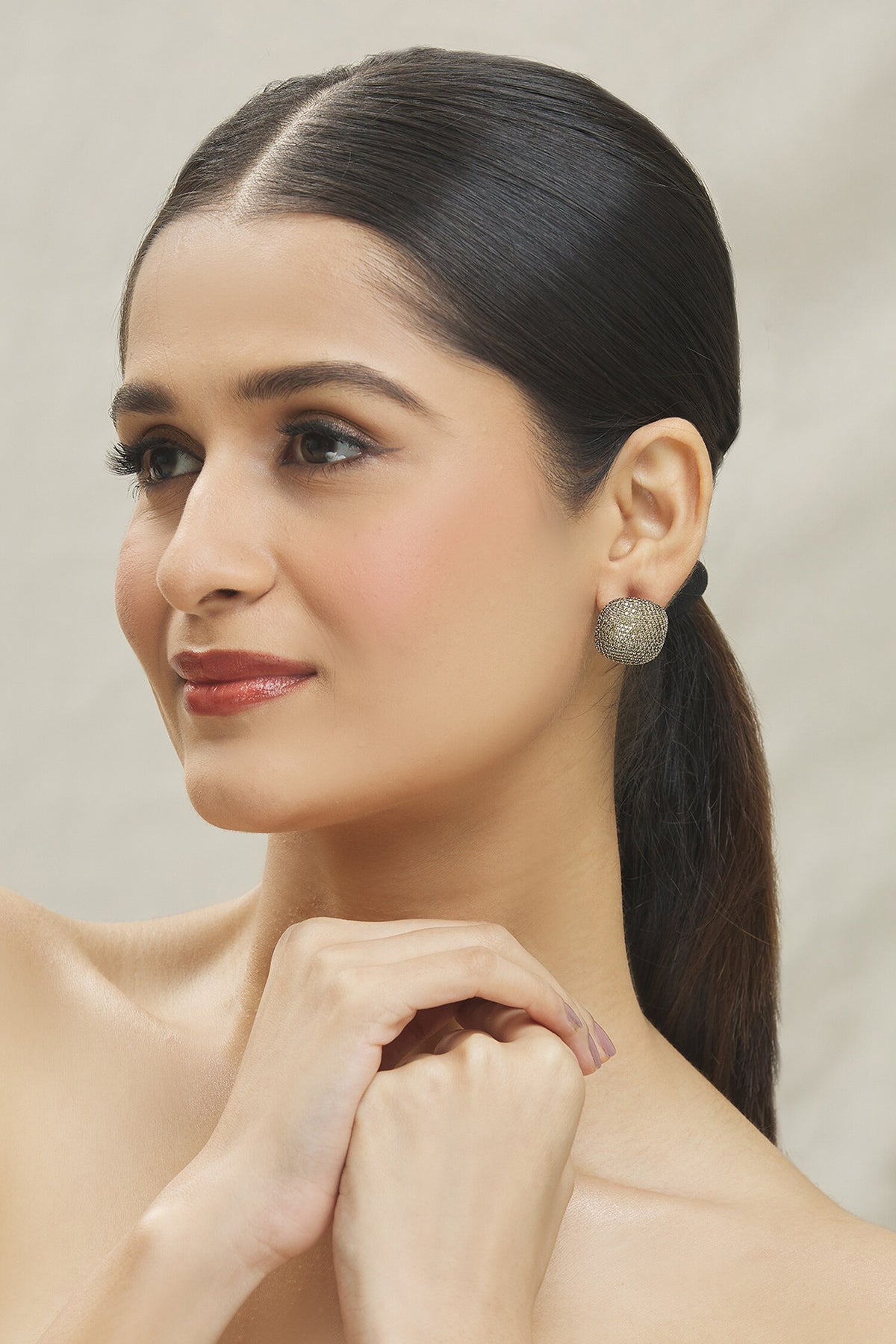 Zircon Diamond Studded Stud Earrings 