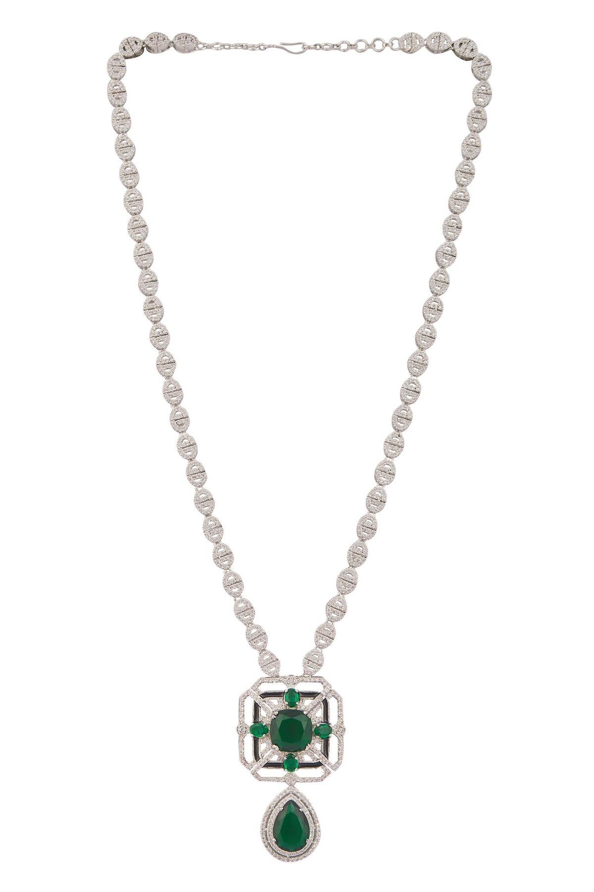 Zircon Embellished Pendant Necklace Set 