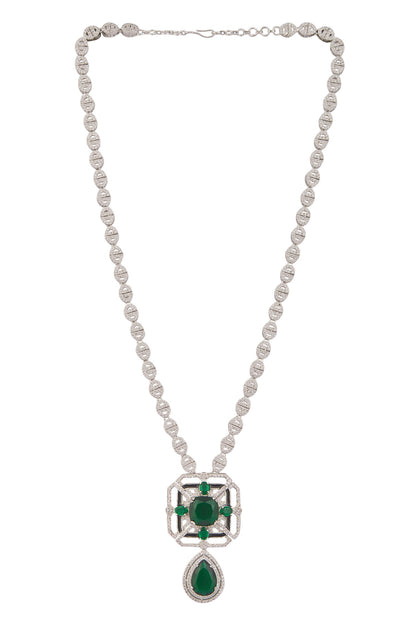 Zircon Embellished Pendant Necklace Set 