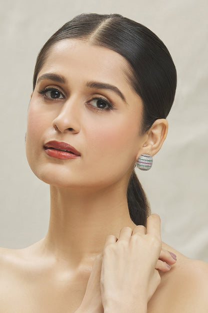 Zircon Embellished Round Stud Earrings 