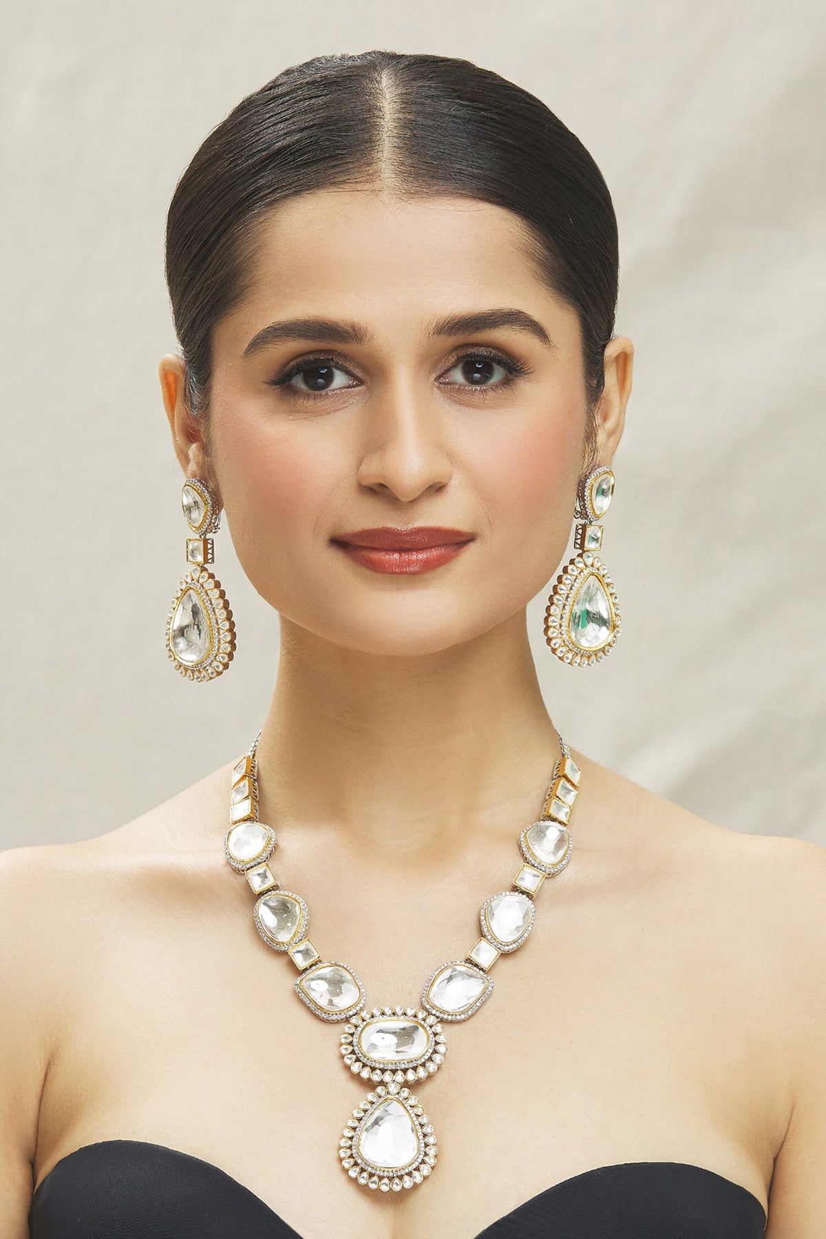 Polki Kundan Embellished Necklace Set 