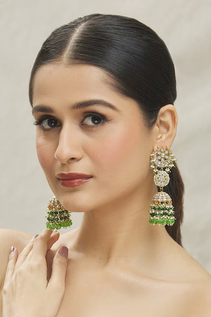 Kundan Studded Half Moon Jhoomar Jhumkas 