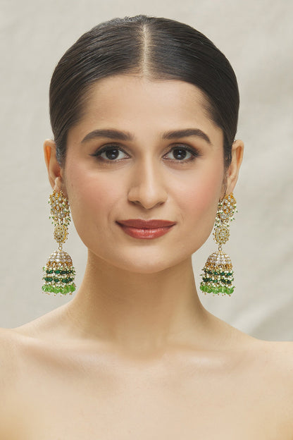 Kundan Studded Half Moon Jhoomar Jhumkas 