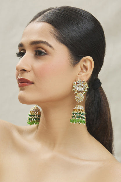 Kundan Studded Half Moon Jhoomar Jhumkas 