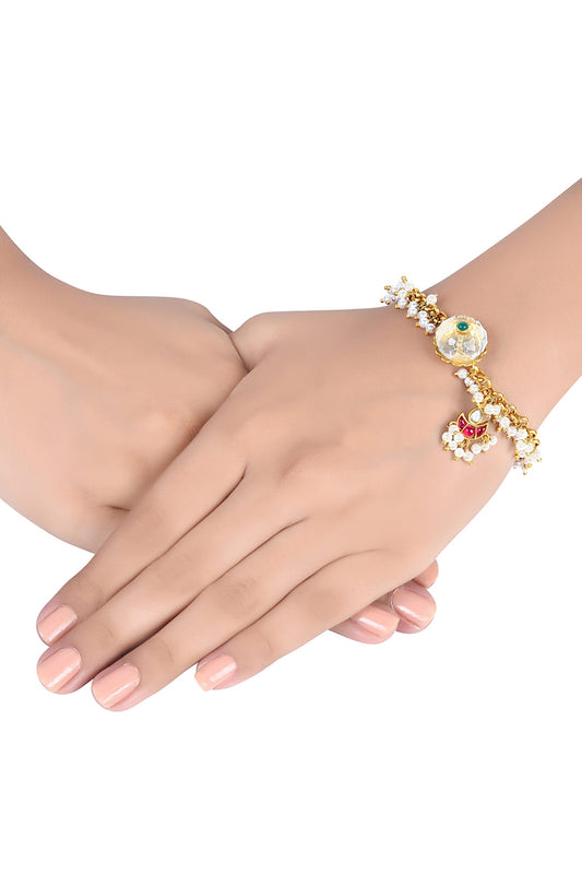 Aashi Embellished Lotus Charm Bracelet 