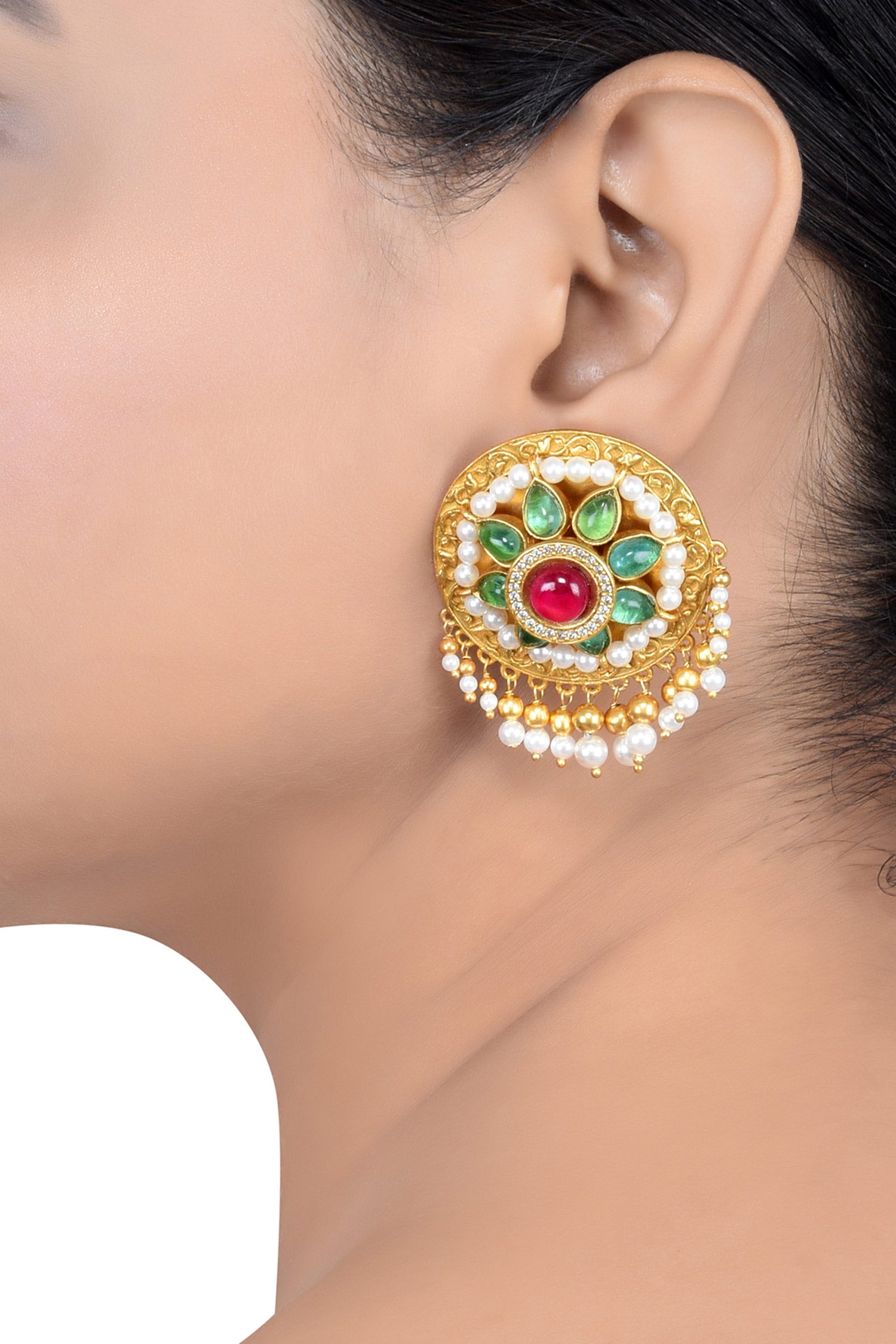 Adrija Embellished Floral Stud Earrings 
