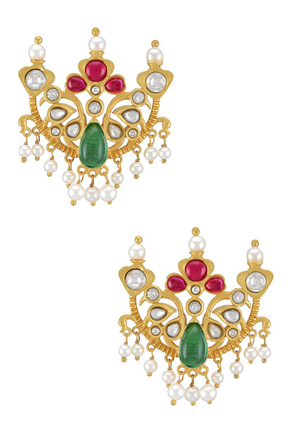 Nirvi Embellished Peacock Stud Earrings 